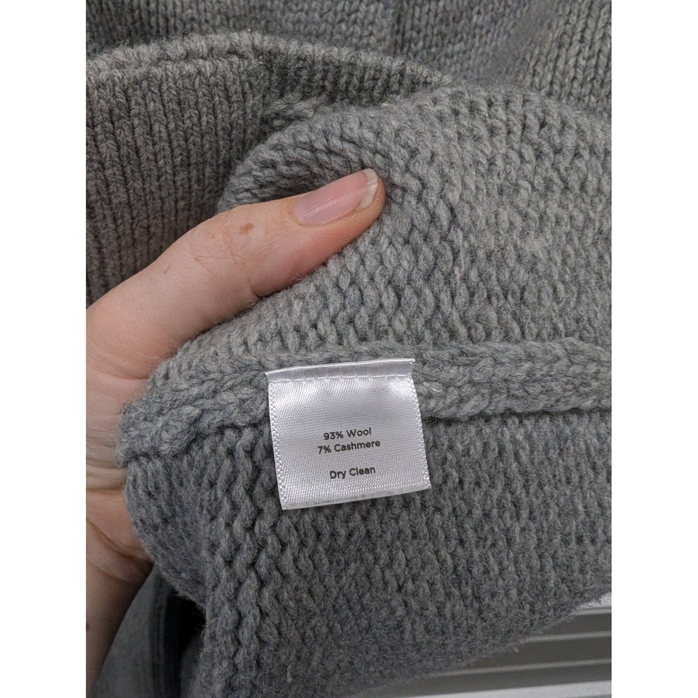Talbots Wool Cashmere Double Breasted Funnel Neck Cardigan Sweater Gray- XL - Picture 6 of 6